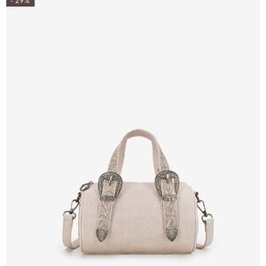 Montana West Cream Crossbody Bag with Silver Buckles